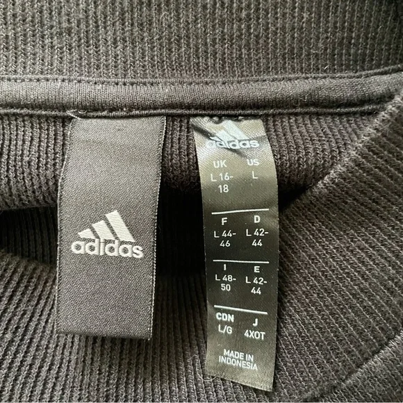 Adidas Women's Cropped Black Crewneck Sweatshirt LARGE - Picture 7 of 10